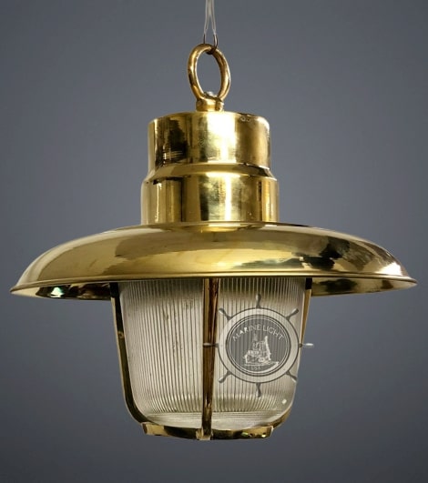 Mounted GDR Germany Hanging Light with Fresnel glass