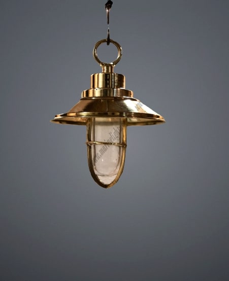 Golden Replica Brass Hanging Cargo Light with Shade